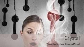  Presentation with smoking - Presentation theme featuring businesswoman-realising-the-late-time background and a light gray colored foreground