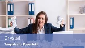  Presentation with new ideas - PPT theme enhanced with businesswoman-rejecting-new-ideas background and a teal colored foreground