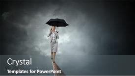  Presentation with umbrella - Presentation featuring businesswoman-running-with-umbrella-mixed background and a gray colored foreground