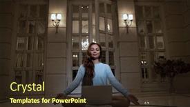  Presentation with yoga - PPT theme with businesswoman-sat-in-yoga-position background and a tawny brown colored foreground