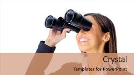  Presentation with job opportunities - Slides with businesswoman searching for new job background and a coral colored foreground