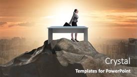  Presentation with self - Amazing presentation theme having businesswoman-self-isolating backdrop and a tawny brown colored foreground