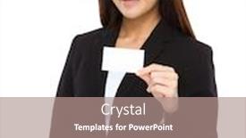  Presentation with show - Slides enhanced with businesswoman-show-with-namecard background and a coral colored foreground