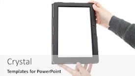  Presentation with tablet - Amazing presentation theme having businesswoman showing a tablet pc isolated backdrop and a white colored foreground