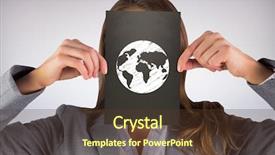  Presentation with grey - Cool new presentation theme with businesswoman showing card against grey backdrop and a  colored foreground