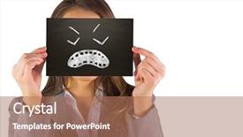  Presentation with white - Beautiful theme featuring businesswoman showing card against white background with vignette backdrop and a coral colored foreground