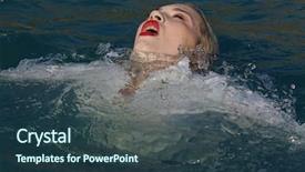  Presentation with lost at sea - Presentation design consisting of businesswoman sinking into the sea background and a ocean colored foreground