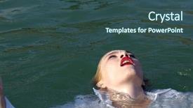  Presentation with sea - Cool new theme with businesswoman sinking into the sea backdrop and a ocean colored foreground