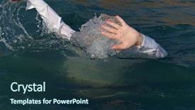  Presentation with sea - PPT layouts having businesswoman sinking into the sea background and a tawny brown colored foreground