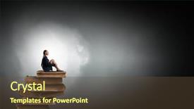  Presentation with black women alone - Beautiful slide set featuring businesswoman sitting alone on pile backdrop and a  colored foreground