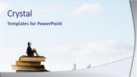  Presentation with alone - Audience pleasing theme consisting of businesswoman sitting alone on pile backdrop and a  colored foreground