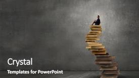  Presentation with alone - Theme with businesswoman sitting alone on pile background and a dark gray colored foreground