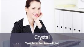  Presentation with pretty 3d animation - Beautiful PPT layouts featuring businesswoman sitting behind the desk backdrop and a  colored foreground