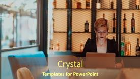  Presentation with high quality - Presentation consisting of businesswoman-sitting-in-a-cafe background and a tawny brown colored foreground