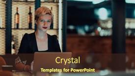  Presentation with meetings - Presentation theme having businesswoman-sitting-in-a-cafe background and a tawny brown colored foreground