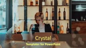  Presentation with meetings - Presentation featuring businesswoman-sitting-in-a-cafe background and a tawny brown colored foreground