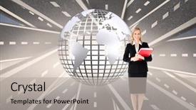  Presentation with composite - PPT layouts with businesswoman smiling and holding folder background and a light gray colored foreground