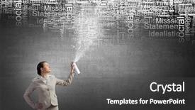  Presentation with aerosol - PPT theme enhanced with businesswoman spraying characters from aerosol background and a dark gray colored foreground