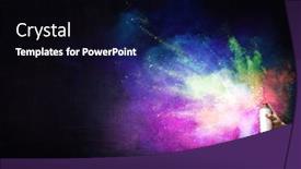  Presentation with paint - Slide deck having businesswoman-spraying-paint-mixed-media background and a black colored foreground