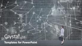  Presentation with hologram - Beautiful PPT layouts featuring businesswoman standing against hologram background backdrop and a gray colored foreground