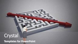  Presentation with red puzzle - Colorful slide set enhanced with businesswoman standing against red arrow cutting through puzzle backdrop and a gray colored foreground