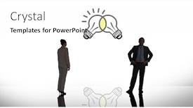  Presentation with white pigeon against the blue - Colorful presentation theme enhanced with businesswoman standing against white background with vignette backdrop and a white colored foreground