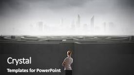  Presentation with corporate labyrinth - Presentation with businesswoman-standing-near-the-enter background and a dark gray colored foreground