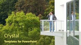  Presentation with nature - PPT layouts enhanced with businesswoman-standing-on-balcony-against background and a tawny brown colored foreground