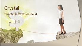  Presentation with shining - Amazing slides having businesswoman standing on the edge of mountain with a shining dollar mark on the other side backdrop and a cream colored foreground