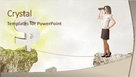  Presentation with shining - Audience pleasing PPT layouts consisting of businesswoman standing on the edge of mountain with a shining dollar mark on the other side backdrop and a cream colored foreground