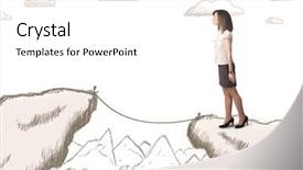  Presentation with mountain - Audience pleasing slide set consisting of businesswoman standing on the hand backdrop and a white colored foreground