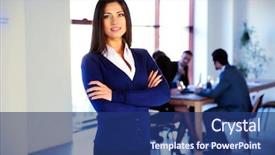  Presentation with folded heart - PPT layouts enhanced with businesswoman standing with arms folded background and a ocean colored foreground