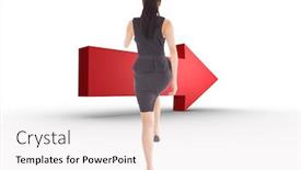  Presentation with stepping - Presentation design featuring businesswoman stepping up against red arrow background and a white colored foreground