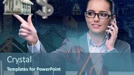  Presentation with mortgage - Presentation theme featuring businesswoman-talking-on-mobile-phone background and a ocean colored foreground