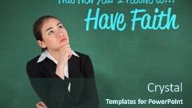  Presentation with green chalkboard - PPT layouts with businesswoman thinking against green chalkboard background and a ocean colored foreground