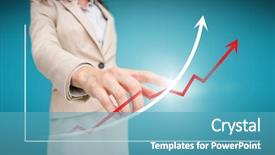  Presentation with red white blue - Audience pleasing slides consisting of businesswoman-touching-futuristic-red backdrop and a teal colored foreground