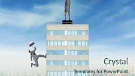  Presentation with david letterman top ten - PPT theme consisting of businesswoman triumphes on the top background and a sky blue colored foreground