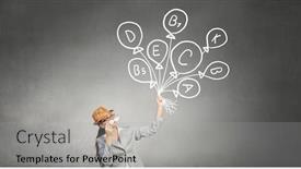  Presentation with paper - Cool new presentation theme with businesswoman-trying-paper-mustache backdrop and a light gray colored foreground