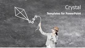  Presentation with paper - Beautiful theme featuring businesswoman-trying-paper-mustache backdrop and a gray colored foreground