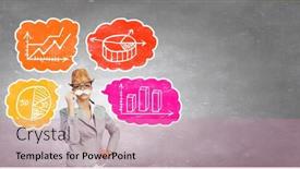  Presentation with paper - Colorful slide set enhanced with businesswoman-trying-paper-mustache backdrop and a coral colored foreground