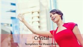  Presentation with taxi - Beautiful PPT layouts featuring businesswoman trying to catch a taxi in business city district backdrop and a red colored foreground