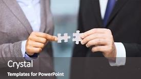  Presentation with puzzle pieces - Amazing slide set having businesswoman trying to connect puzzle backdrop and a dark gray colored foreground