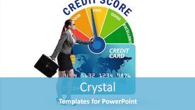  Presentation with credit score - Cool new PPT theme with businesswoman-trying-to-improve-credit backdrop and a teal colored foreground