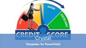  Presentation with credit score - Beautiful PPT layouts featuring businesswoman-trying-to-improve-credit backdrop and a teal colored foreground