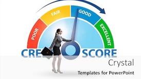  Presentation with credit score - Slide deck with businesswoman-trying-to-improve-credit background and a white colored foreground