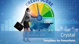  Presentation with credit score - PPT layouts having businesswoman-trying-to-improve-credit background and a teal colored foreground