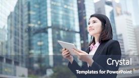  Presentation with digital - PPT theme having businesswoman use of digital tablet background and a ocean colored foreground