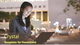  Presentation with night - Amazing presentation design having businesswoman use of laptop computer at night backdrop and a tawny brown colored foreground