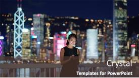  Presentation with mobile use - Presentation consisting of businesswoman-use-of-mobile-phone background and a tawny brown colored foreground