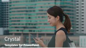  Presentation with phone tower - Cool new theme with businesswoman-use-of-mobile-phone backdrop and a gray colored foreground